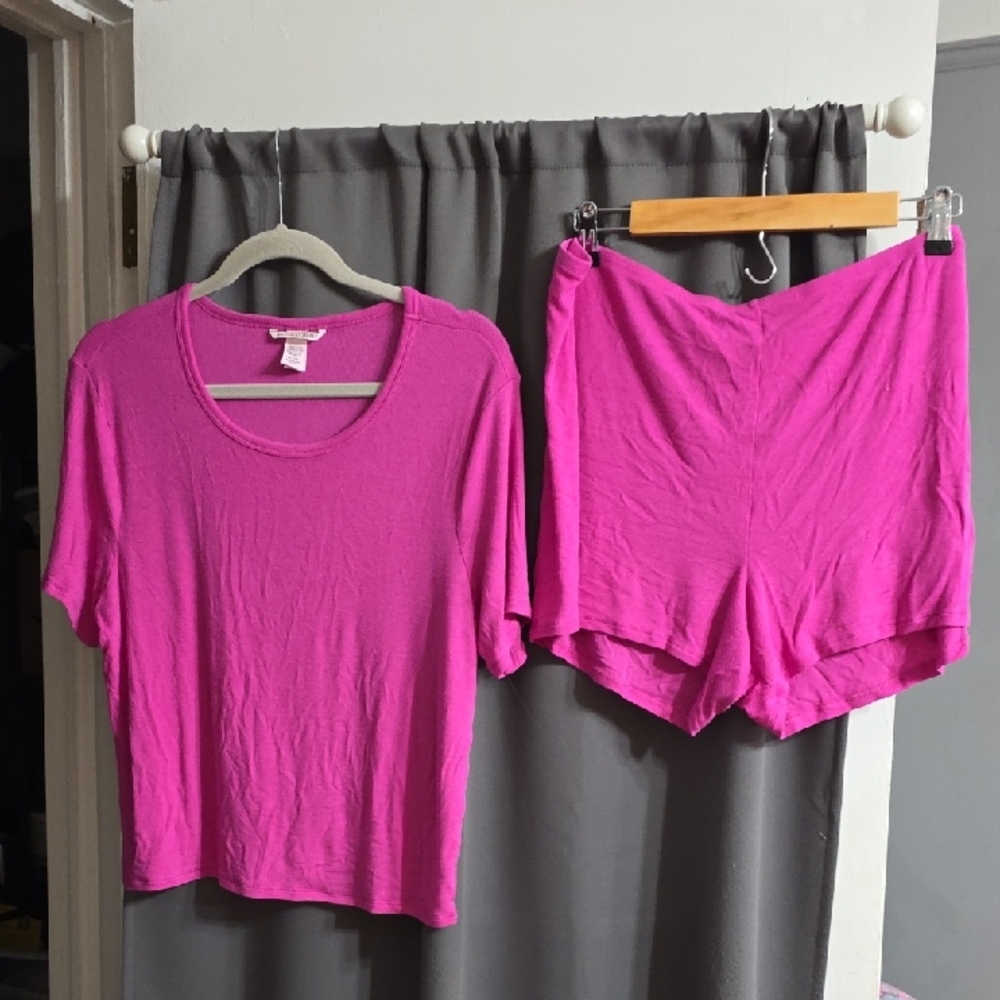Women’s Intimates Lounge Set — Hot Pink Short Sleeve Top & Shorts
